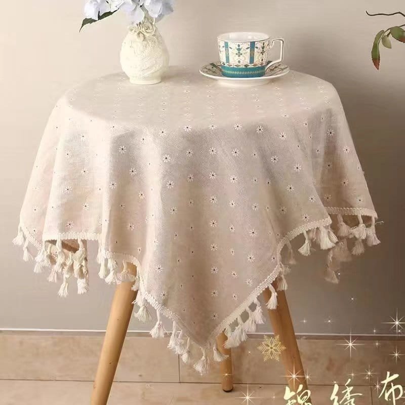 ins桌布布艺棉麻格子桌布