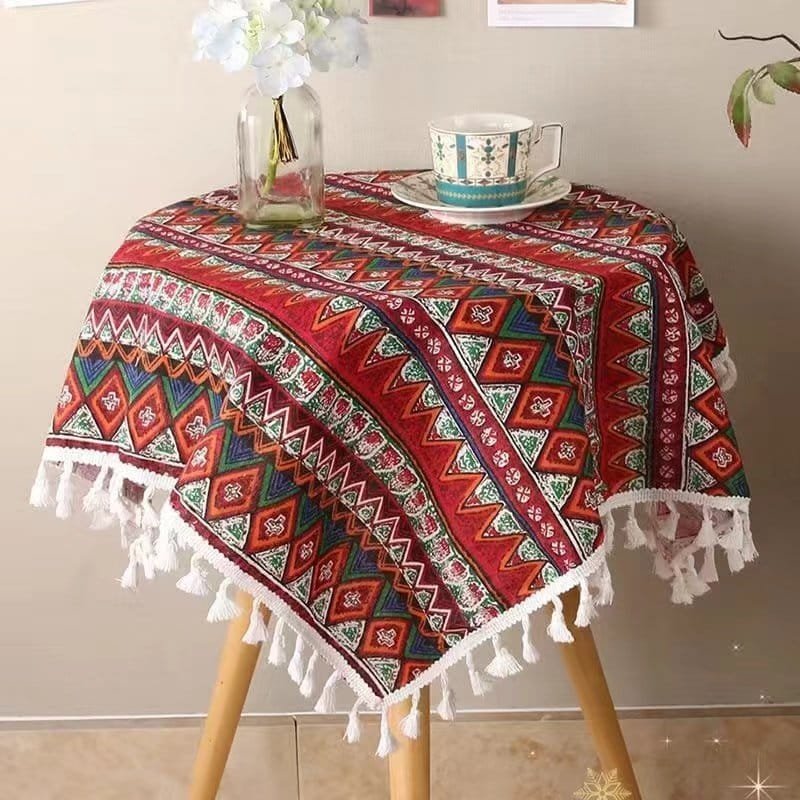 ins桌布布艺棉麻格子桌布