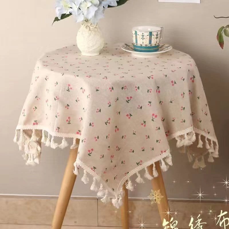 ins桌布布艺棉麻格子桌布