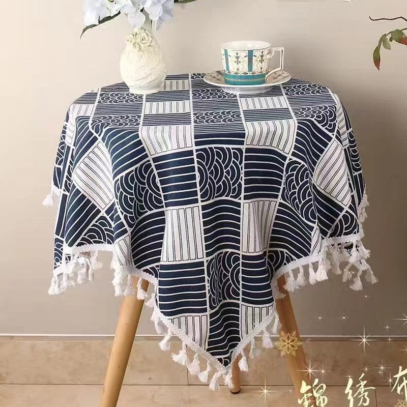 ins桌布布艺棉麻格子桌布