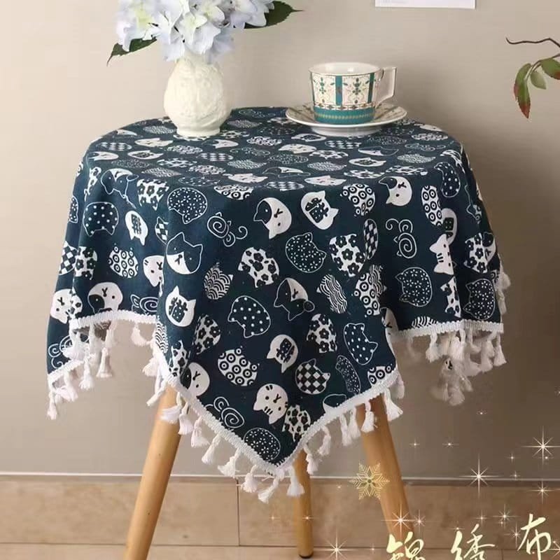 ins桌布布艺棉麻格子桌布