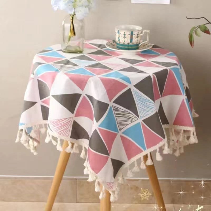 ins桌布布艺棉麻格子桌布