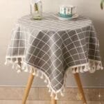 ins桌布布艺棉麻格子桌布