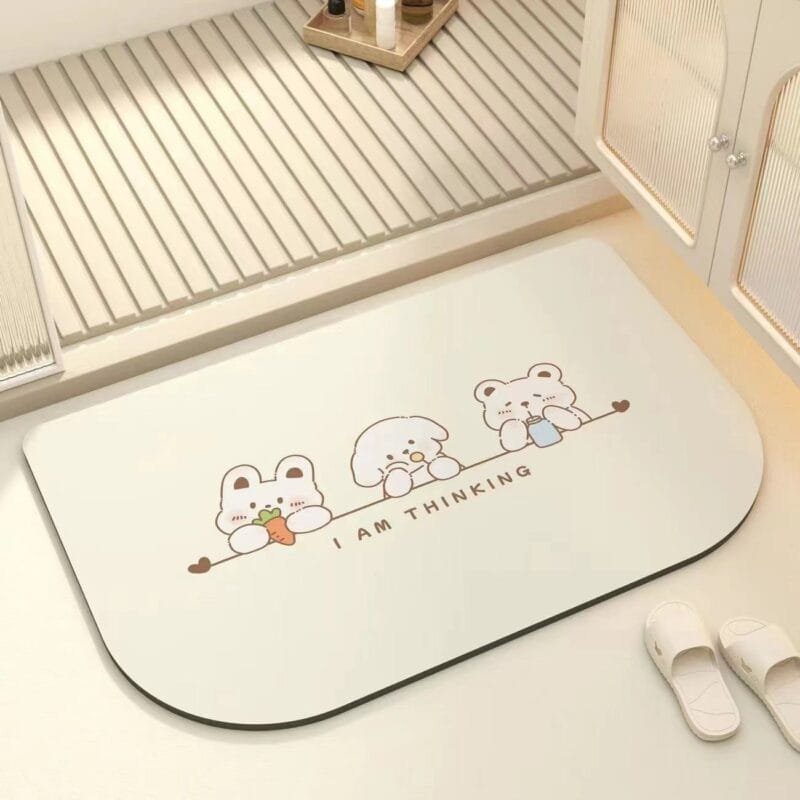 奶油款硅藻泥软垫卫生间防滑垫