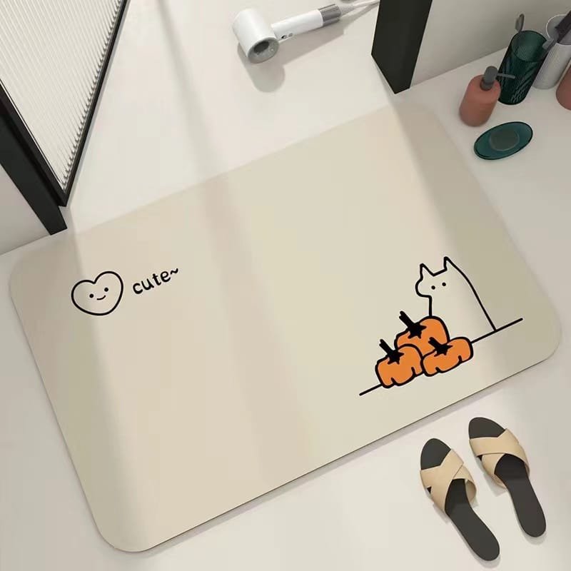 奶油款硅藻泥软垫卫生间防滑垫