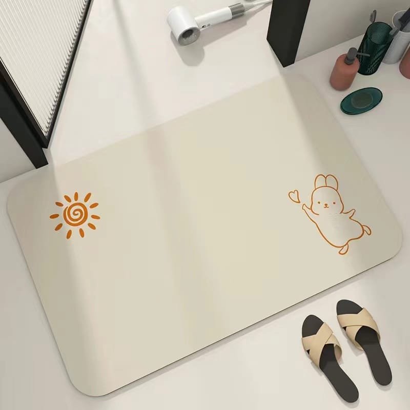 奶油款硅藻泥软垫卫生间防滑垫