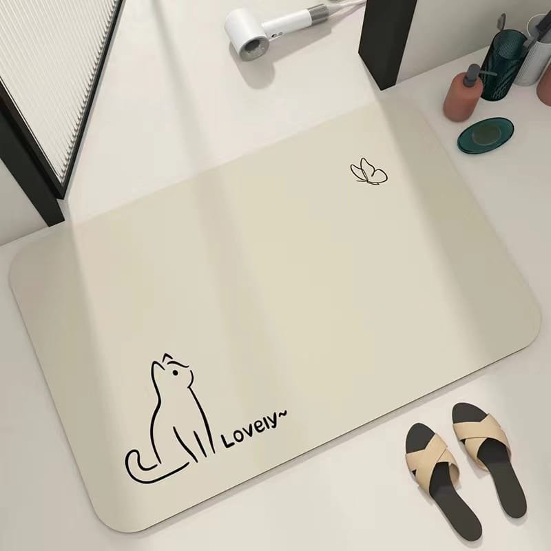 奶油款硅藻泥软垫卫生间防滑垫